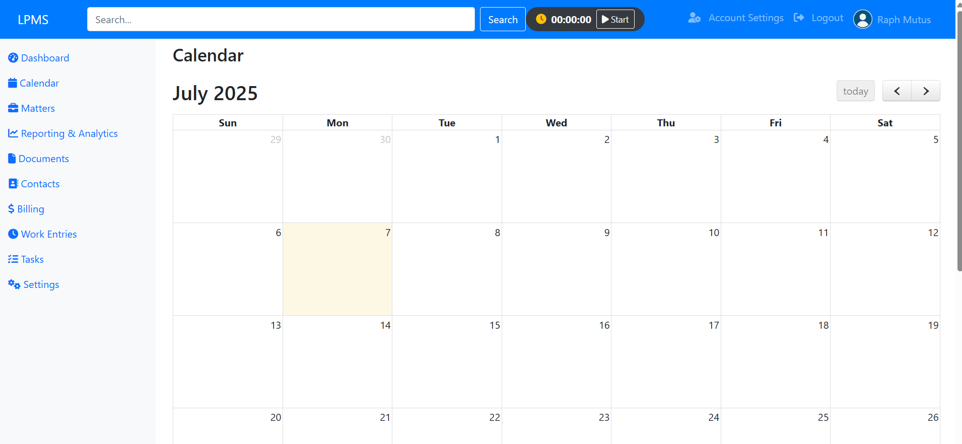 Calendar Screenshot