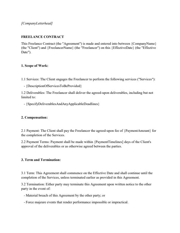Freelance Employment Contract